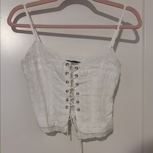 Princess Polly White Tie Front Crop Camisole